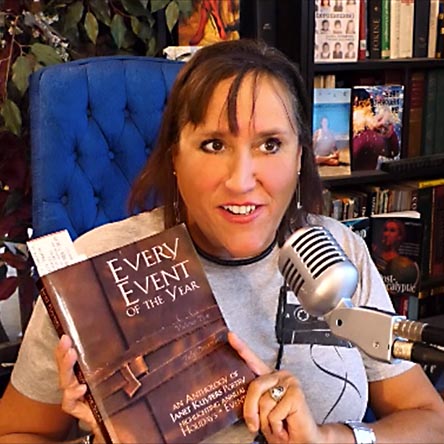 video still from Janet Kuypers reading her poetry 8/3/20 for WZRD CHicaog Radio from her book “Every Event of the Year (Volume Two: July-December)”