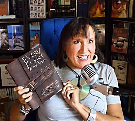 video still from Janet Kuypers reading her poetry 8/9/20 for WZRD CHicaog Radio from her book “Every Event of the Year (Volume Two: July-December)”