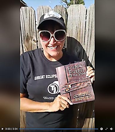 video still from Janet Kuypers reading her poem “Unraveling Two More Moons– from her book “Every Event of the Year (Volume Two: July-December)”