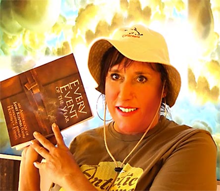 video still from Janet Kuypers reading her poetry at the Virtual Austin Poetry Society New World Poetry open mic from her book “Every Event of the Year (Volume Two: July-December)”