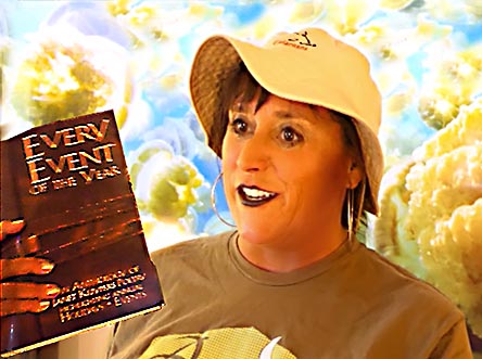 video still from Janet Kuypers reading her poetry at the Virtual Austin Poetry Society New World Poetry open mic from her book “Every Event of the Year (Volume Two: July-December)”
