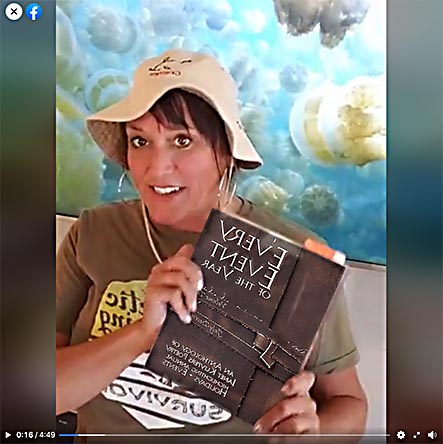 video still from Janet Kuypers reading her poetry at the Virtual Austin Poetry Society New World Poetry open mic from her book “Every Event of the Year (Volume Two: July-December)”