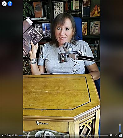 video still from Janet Kuypers reading her poetry 8/9/20 for WZRD CHicaog Radio from her book “Every Event of the Year (Volume Two: July-December)”