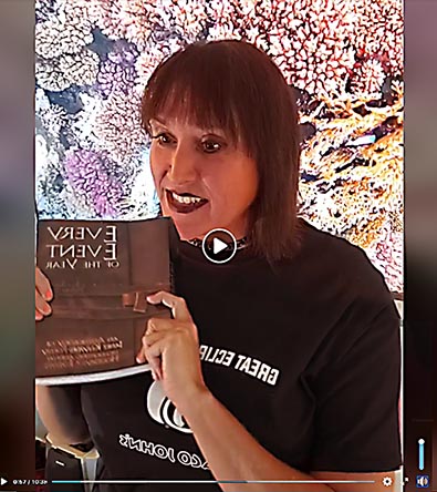 video still from Janet Kuypers reading her poetry 9/24/20 from her book “Every Event of the Year (Volume Two: July-December)” for the Virtual Austin Poetry Society New World Poetry