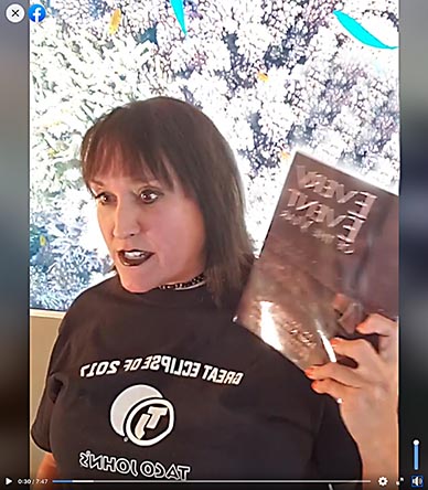 video still from Janet Kuypers reading her poetry 9/24/20 from her book “Every Event of the Year (Volume Two: July-December)” for the Virtual Austin Poetry Society New World Poetry
