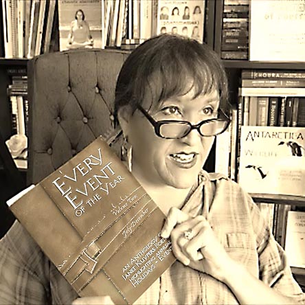 video still from Janet Kuypers reading her poetry 11/4/20 from her book “Every Event of the Year (Volume Two: July-December)” for the Cafe Gallery