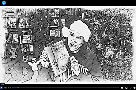 video still from Janet Kuypers reading her poetry 12/8/20 from her book “Every Event of the Year (Volume Two: July-December)” for the Cafe Gallery