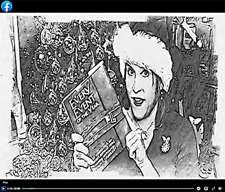 video still from Janet Kuypers reading her poetry 12/23/20 from her book “Every Event of the Year (Volume Two: July-December)” for Spoken World Online