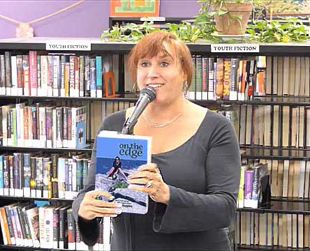 video still from reading from On The Edge at Recycled Reads 8/18/18