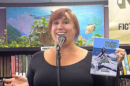 video still from reading from On The Edge at Recycled Reads 8/18/18