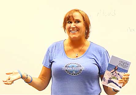 video still from reading from On The Edge at Poetry Aloud 8/25/18