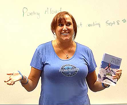 video still from reading from On The Edge at Poetry Aloud 8/25/18