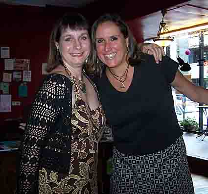 Janet Kuyper and Cathleen Schandelmeier of Beach Poets, after readings at Mercury Cafe