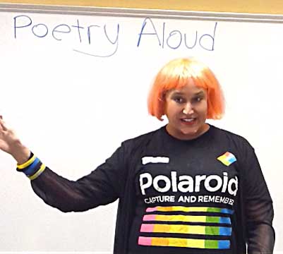 a video still of Janet Kuypers at Poetry Aloud