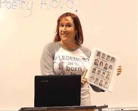 a video still of Janet Kuypers at Poetry Aloud 20190629