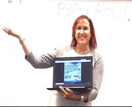 a video still of Janet Kuypers at Poetry Aloud