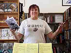 Janet reading from cc&d Black and White