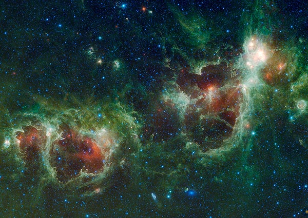 The Heart and Soul nebulae, NASA’s WISE (Wide-field Infrared Survey Explorer) infrared mosaic