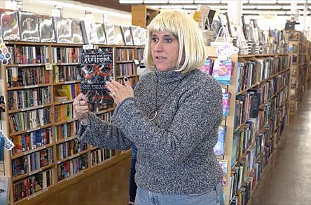 Janet with the book “Let Me See You Stripped” at Half Price Books 11/1/17