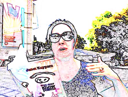 photo of Janet Kuypers from her book “(pheromemes) 2015-2017 show poems” live