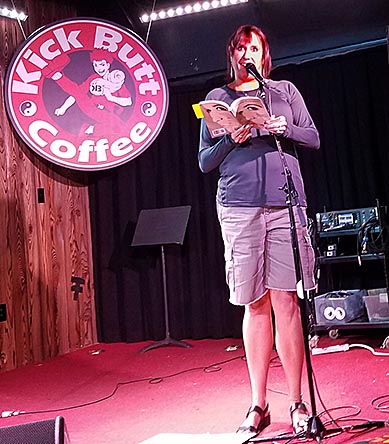 photo of Janet Kuypers from her book “(pheromemes) 2015-2017 poems” live